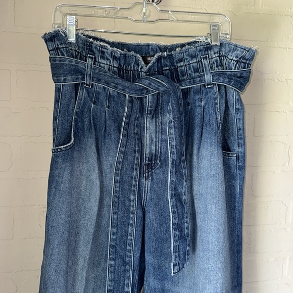 Hudson jeans Women's Blue Paperbag cropped wide leg sash belt size 33 - Picture 4 of 7